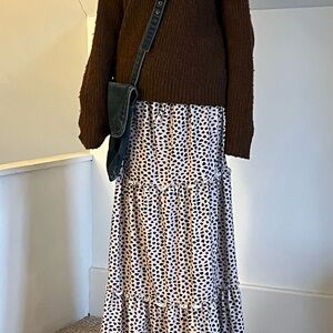 Tickled Teal Leopard Print Skirt in Black and Tan